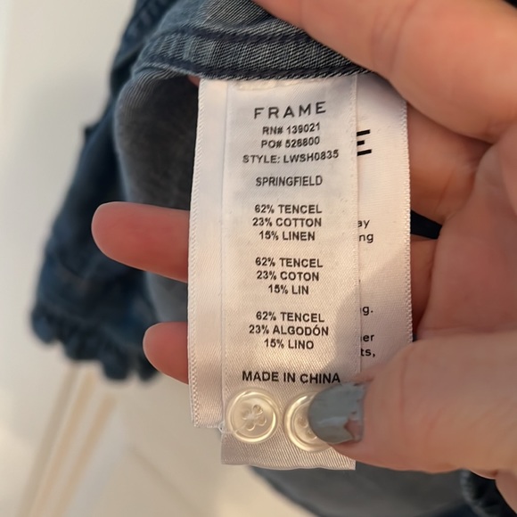 NWOT Frame “Springfield” ruffle denim shirt - Picture 9 of 12